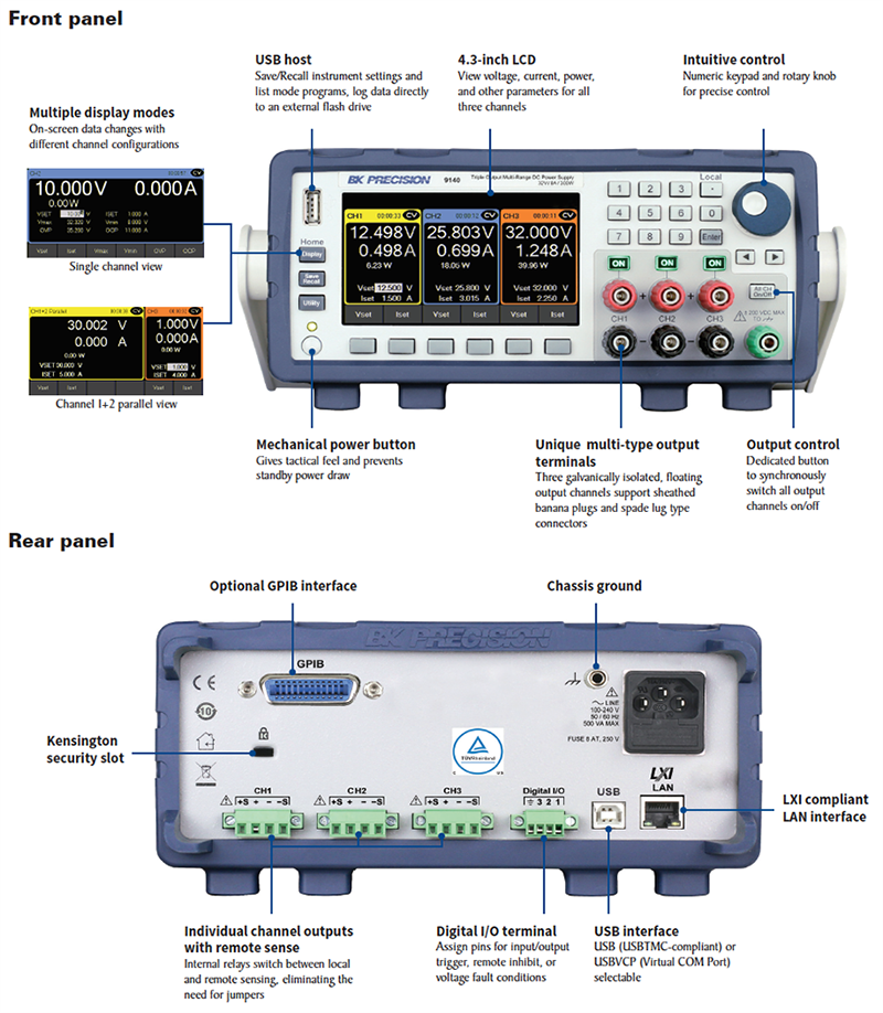 Infographic - B&K Precision 9140 Triple-Output Multi-Range DC Power Supplies